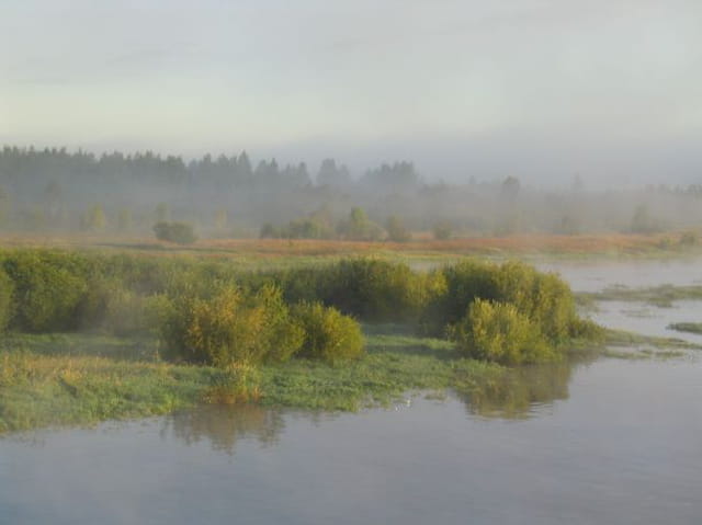 Lever du jour sur lac ladoga
