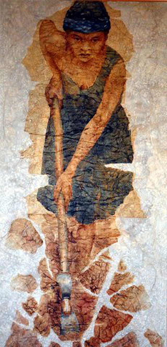 peinture d'une femme au travail